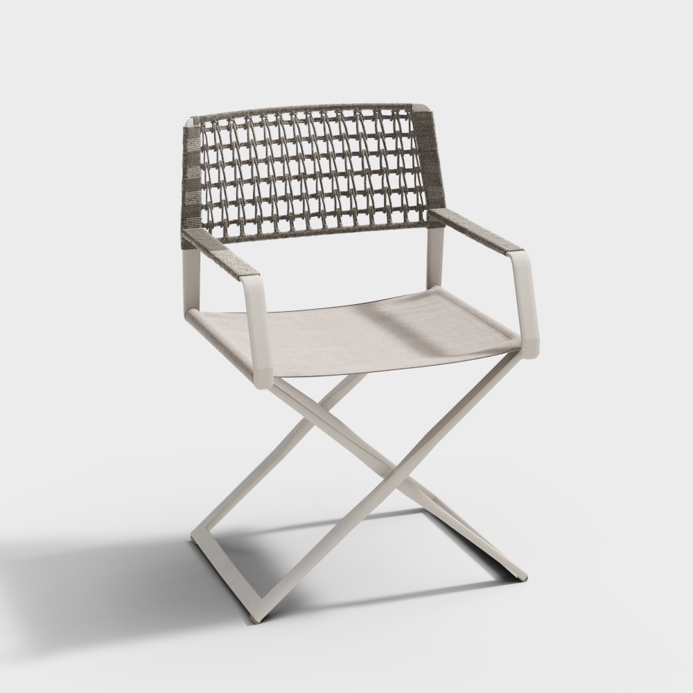 现代藤编户外桌椅-扶手室外椅3D模型
