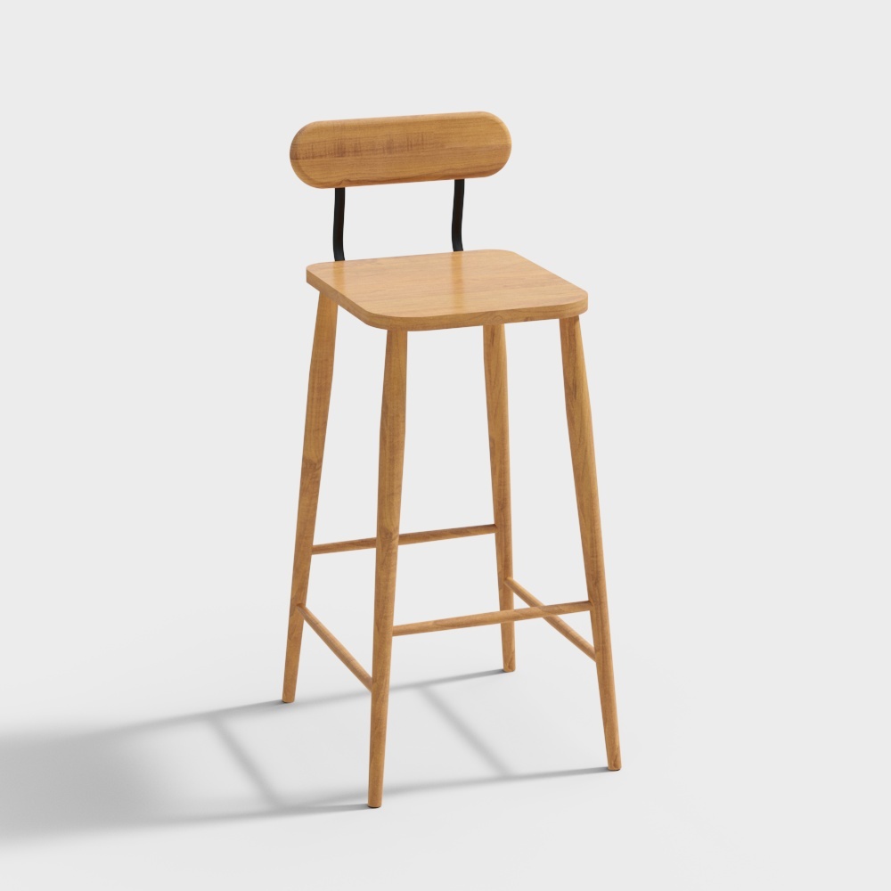 凡屋家具-巧克力吧台椅-樱桃木款3D模型