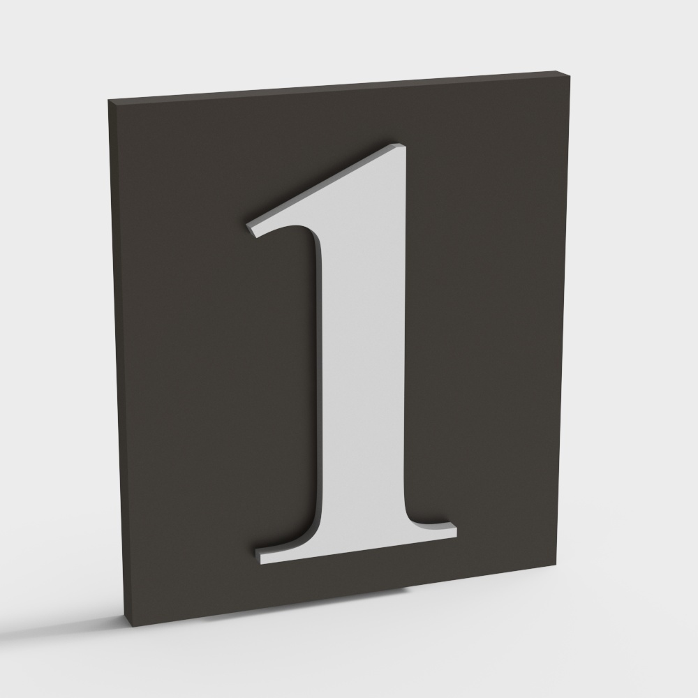 数字1挂牌3D模型