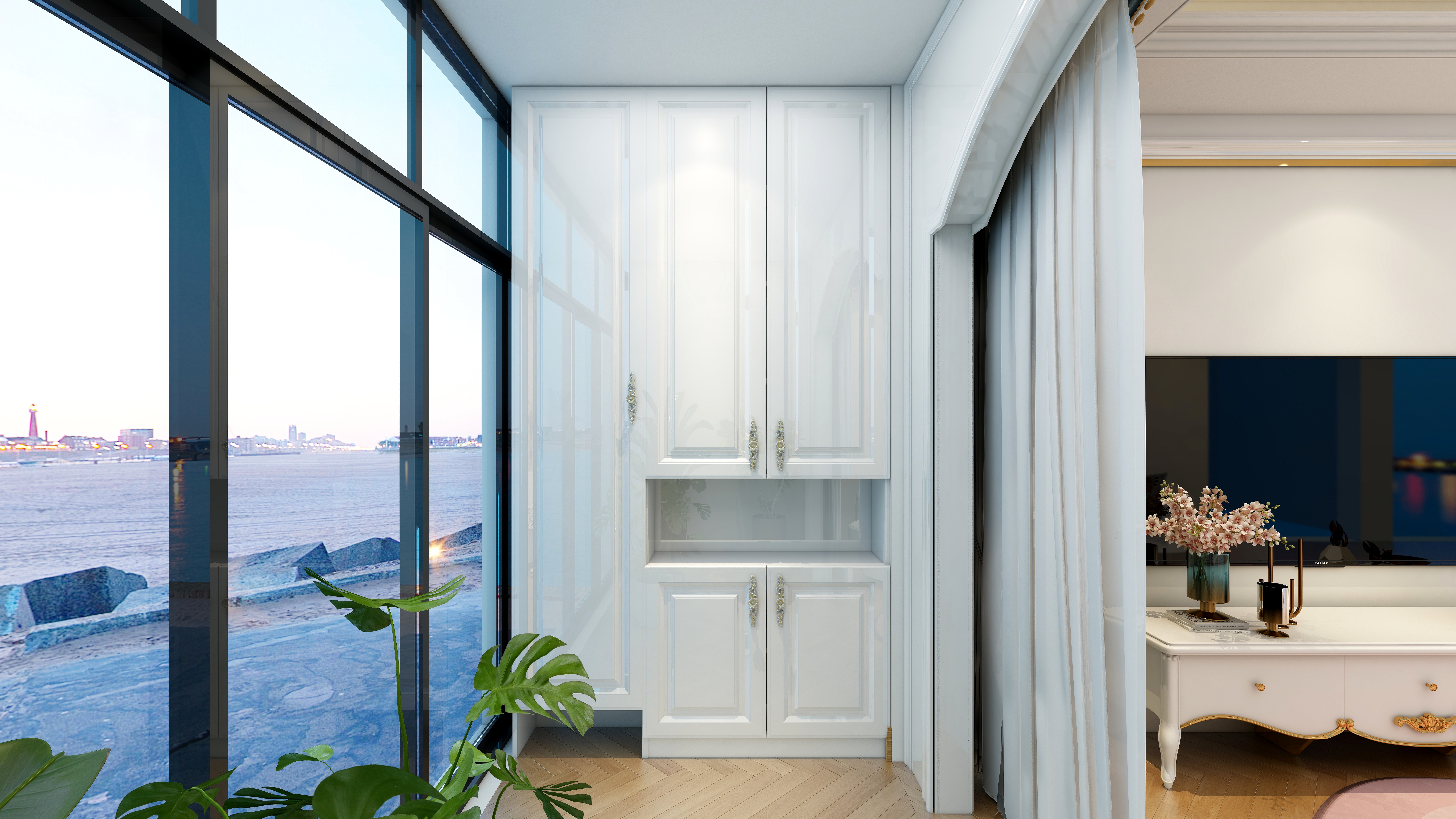 一八八啊九六五二二二五零-111平-法式三居室一层生活阳台装修效果图第1张