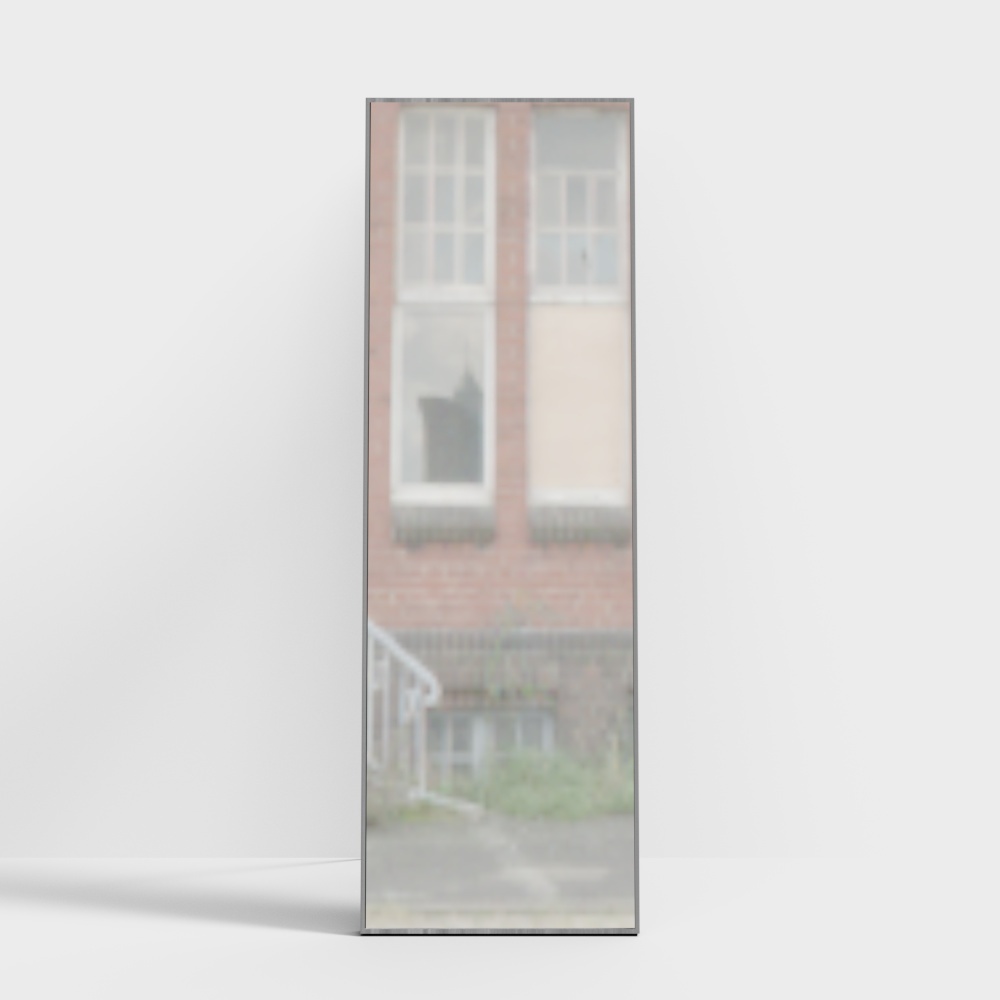 英科-铝合金装饰镜-撑角镜落地镜拉丝银AL065-500x15003D模型