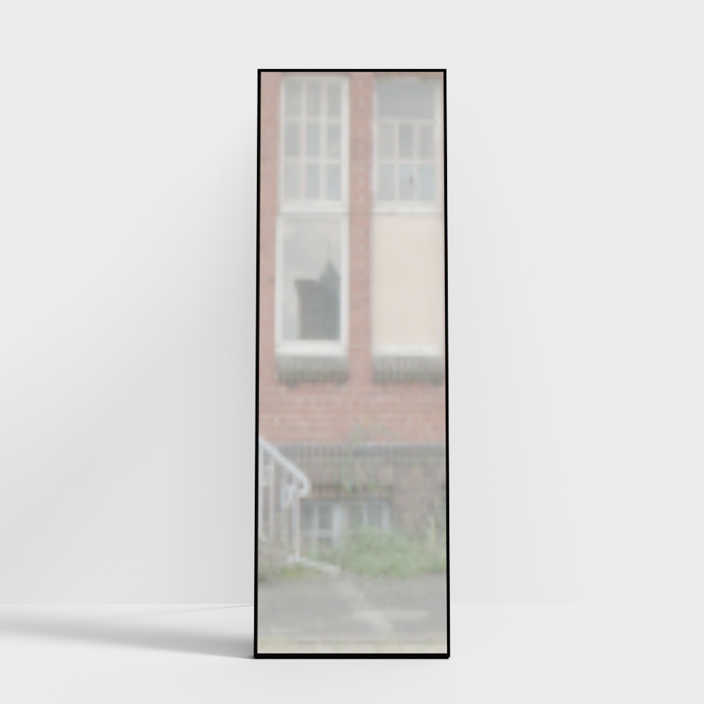 英科-铝合金装饰镜-撑角镜落地镜磨砂黑AL065-500x15003D模型