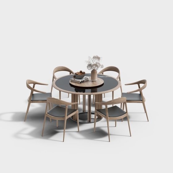 Nordic Restaurant-Round Table And Chair Combination