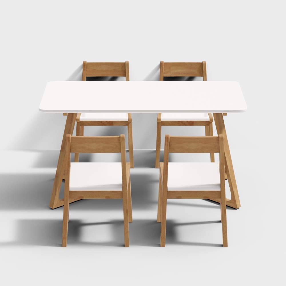 华松居-小欢喜系列XHX8202-8#餐桌椅3D模型