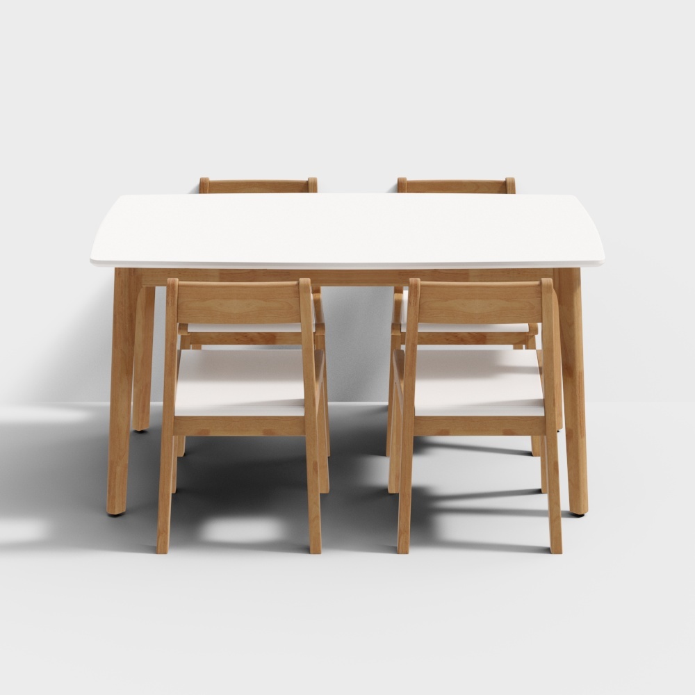 华松居-小欢喜系列XHX8206-8#餐桌椅3D模型