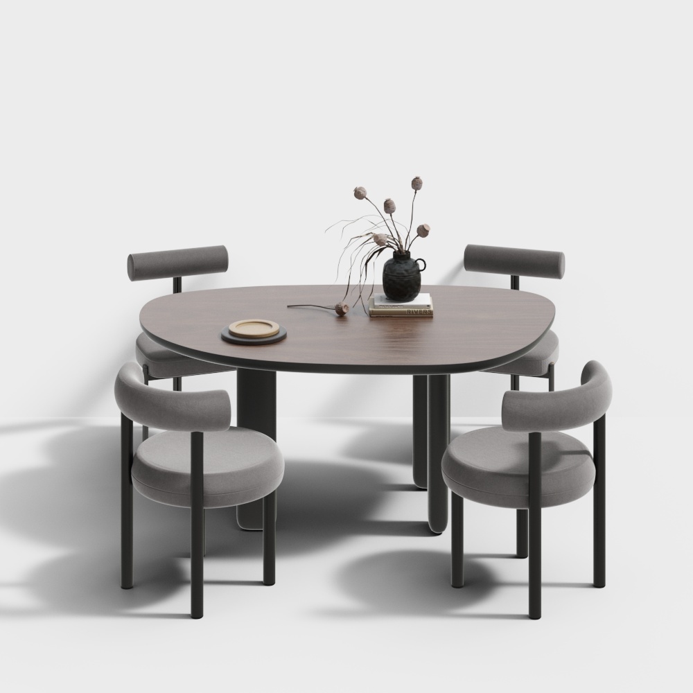现代餐厅-桌椅组合3D模型