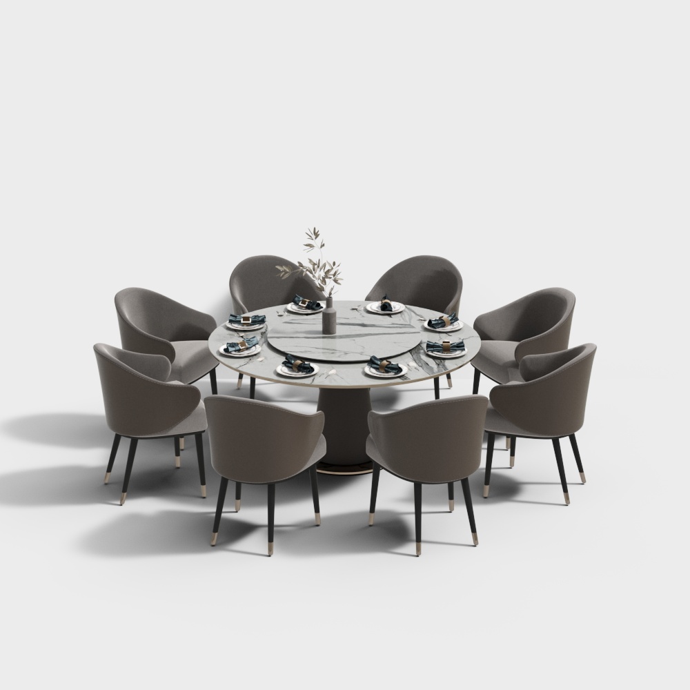 现代轻奢餐厅-方餐桌椅组合