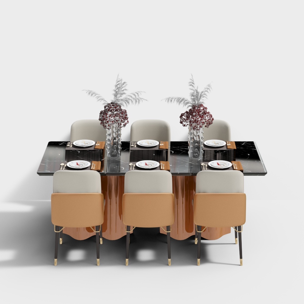 现代轻奢餐厅3D模型
