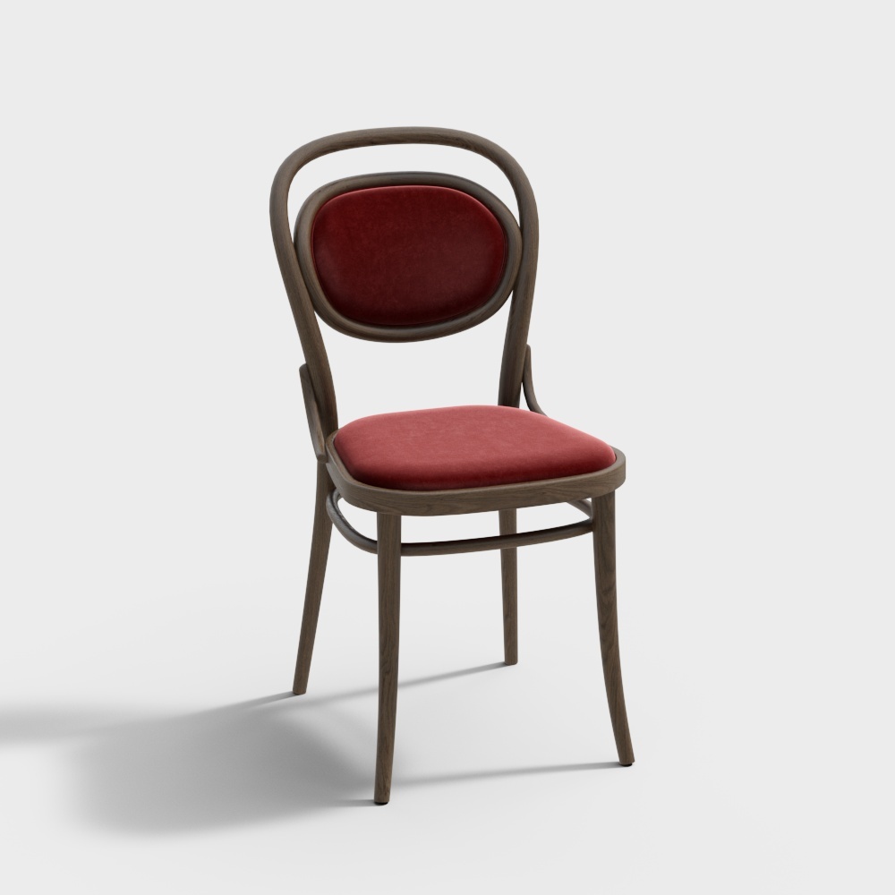 北欧单椅-红色靠背单椅