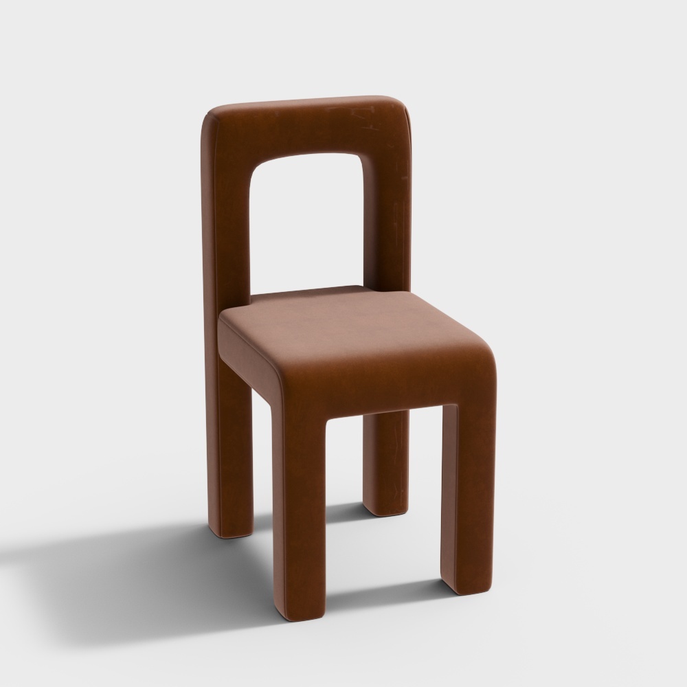 现代单椅组合-橙色布艺单椅