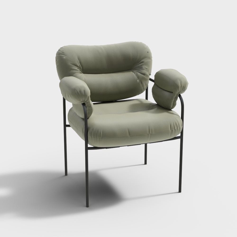 现代单椅-绿色靠背椅3D模型