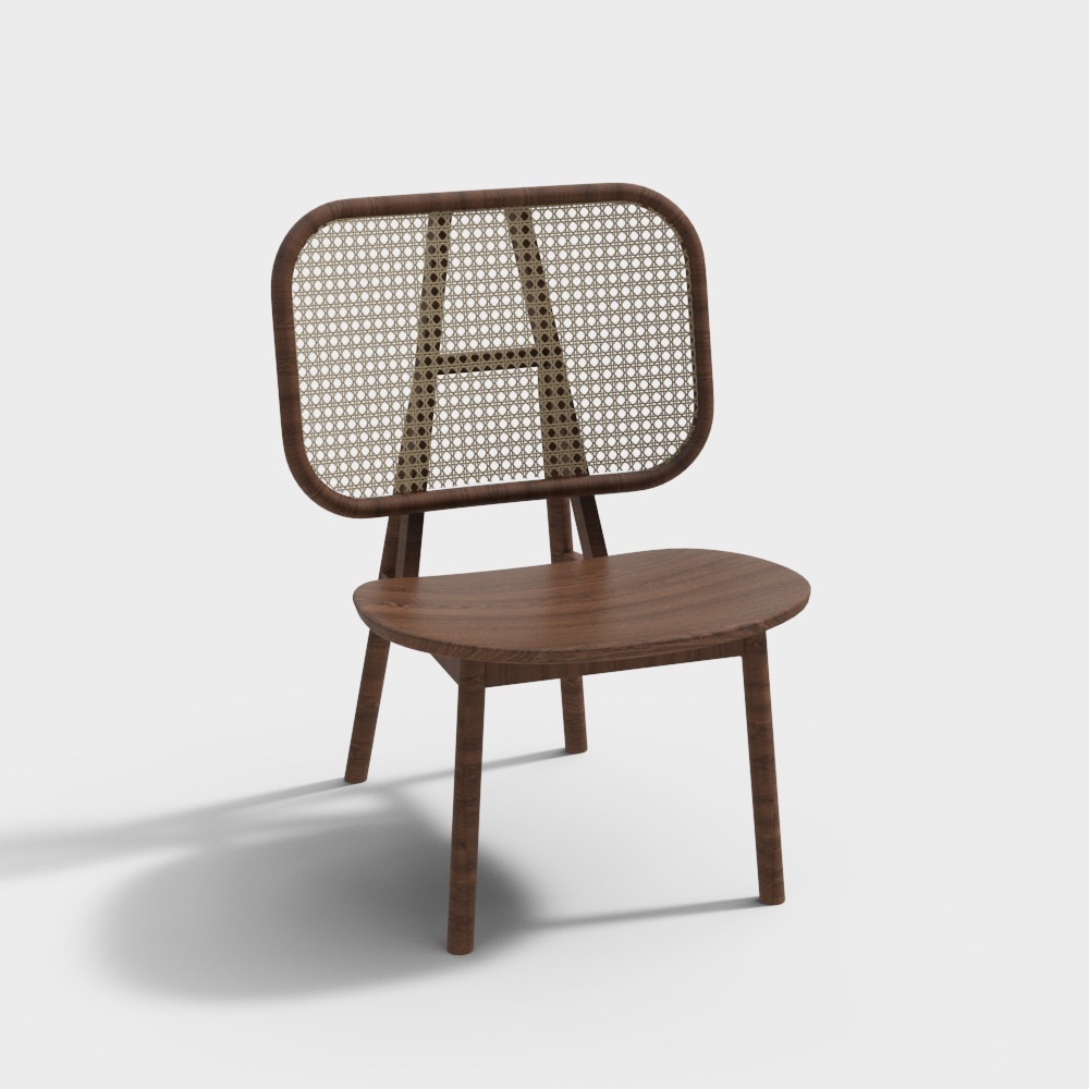 现代单椅-藤编单椅3D模型