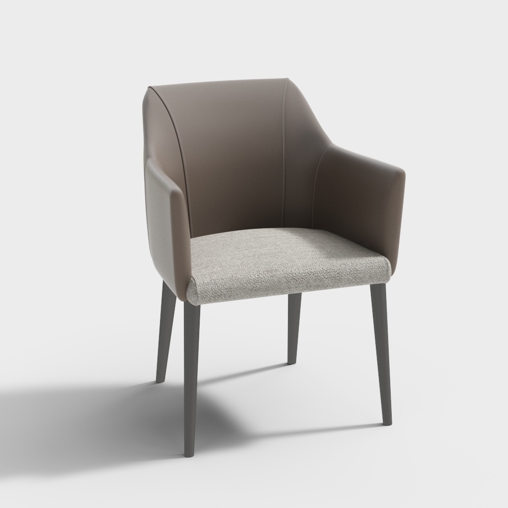 现代单椅-皮质靠背单椅3D模型