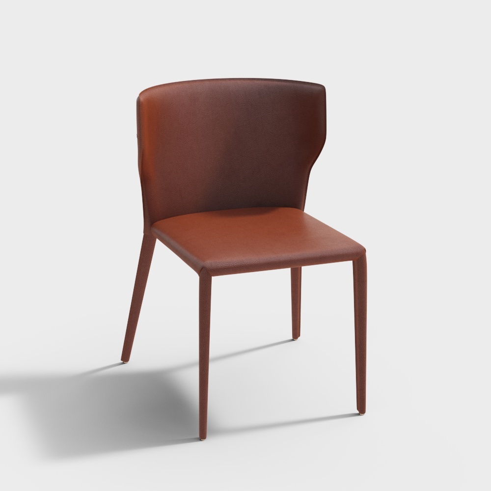 现代单椅组合-红色靠背椅餐椅