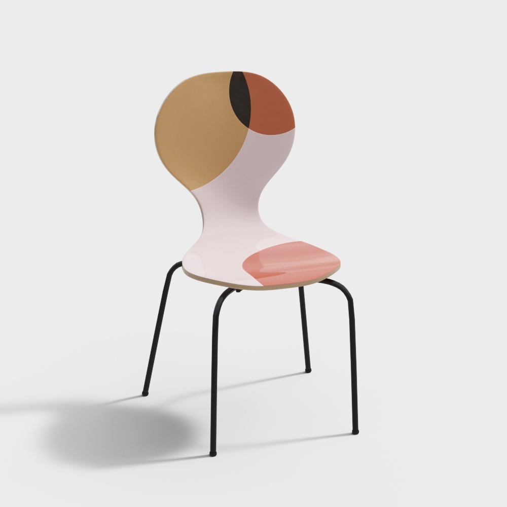现代单椅-粉色花椅