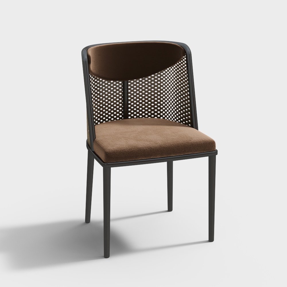 新中式单椅-棕色餐椅