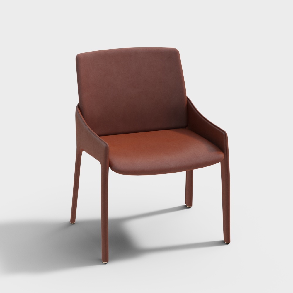 现代单椅组合-红色靠背椅3D模型