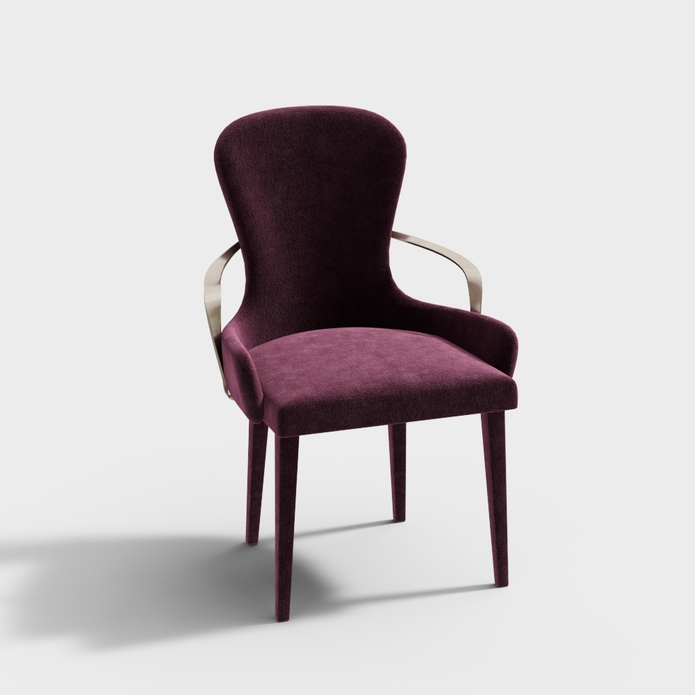 现代轻奢餐椅-红色餐椅3D模型