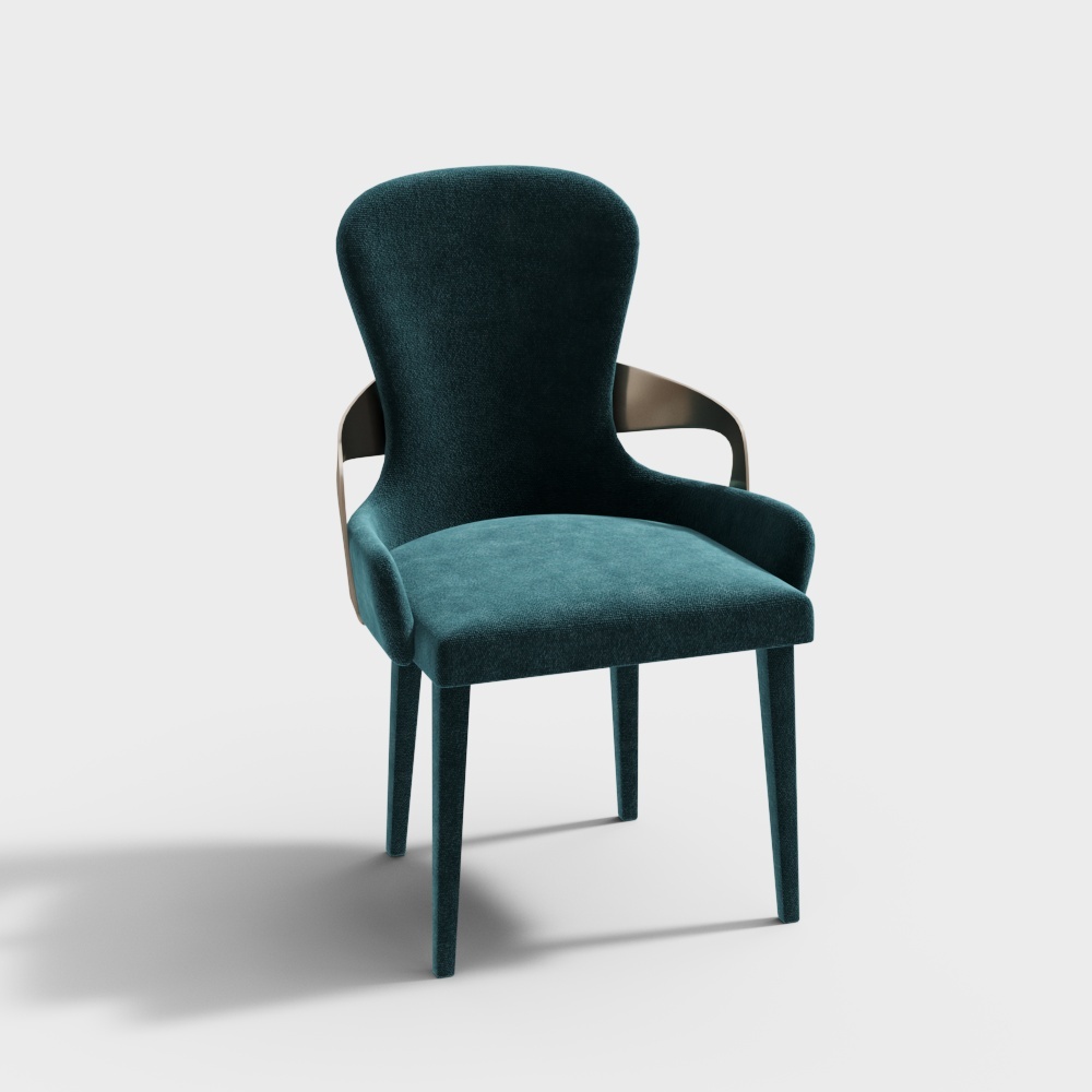 现代轻奢餐椅-绿色餐椅