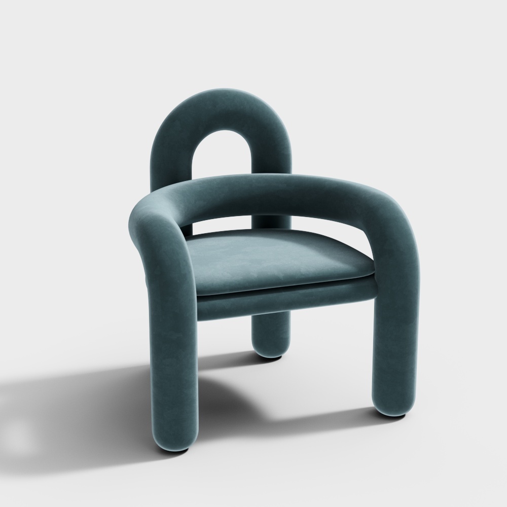 现代单椅组合-现代绿色布艺椅子3D模型