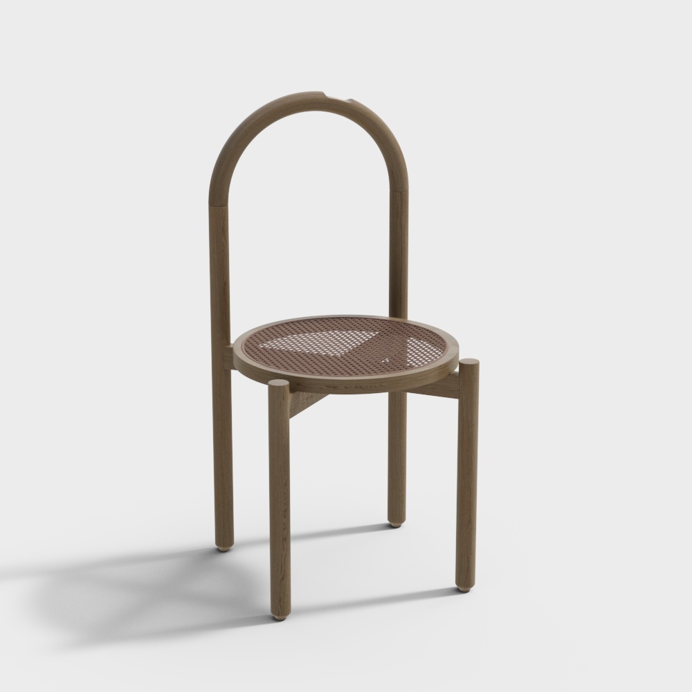 现代单椅-镂空木椅3D模型
