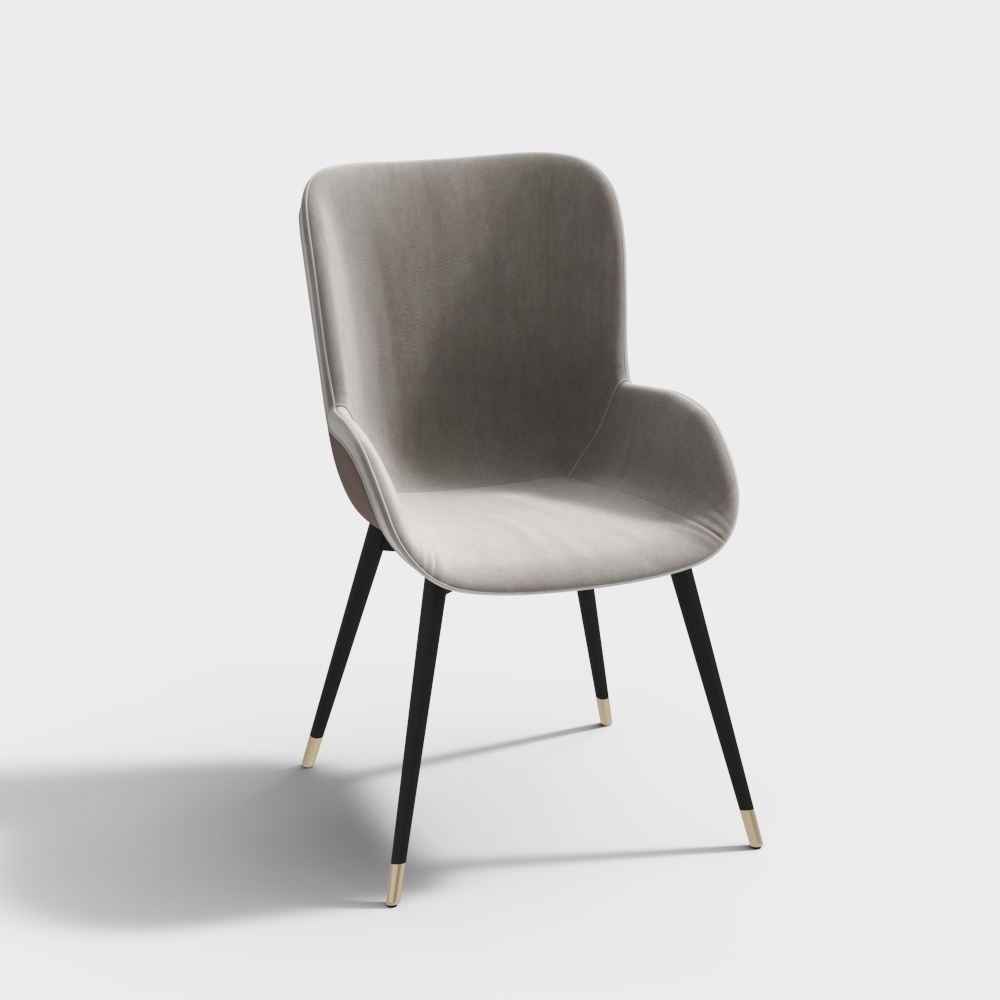 现代单椅-棕色单椅3D模型