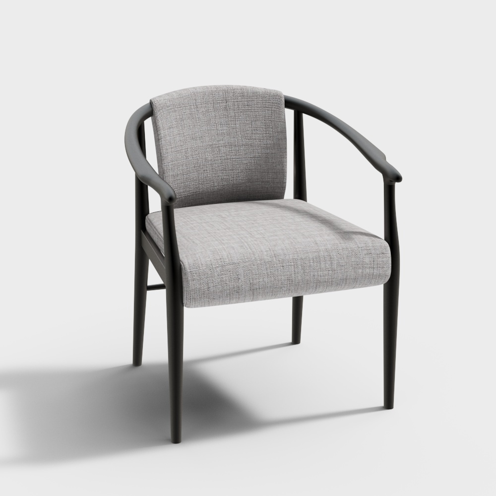 新中式单椅-布艺单椅3D模型