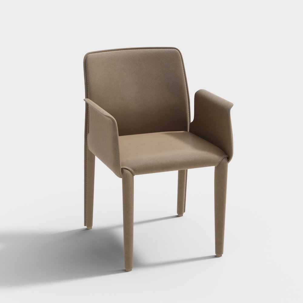 现代单椅-棕色椅子3D模型