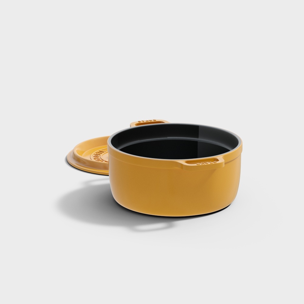 STAUB珐琅锅-黄色开盖3D模型