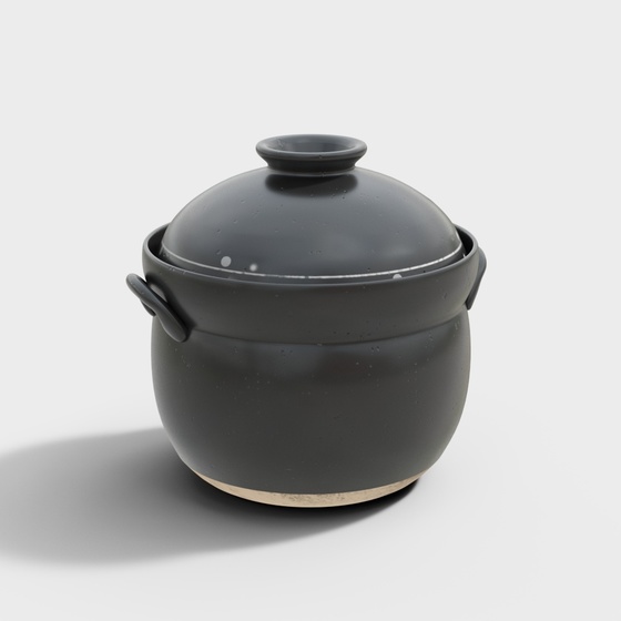Earth Color Black Casserole 3D Model for Kitchenware