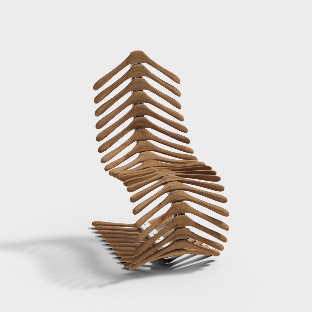 现代单椅-鱼骨椅3D模型