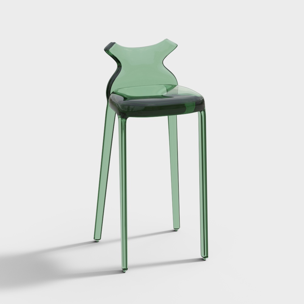 现代单椅-绿色透明单椅3D模型