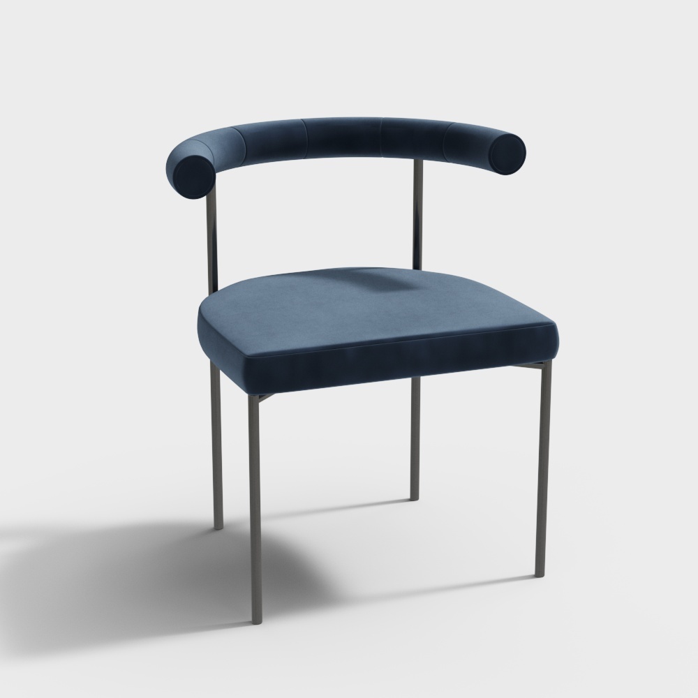 现代单椅组合-蓝色单椅