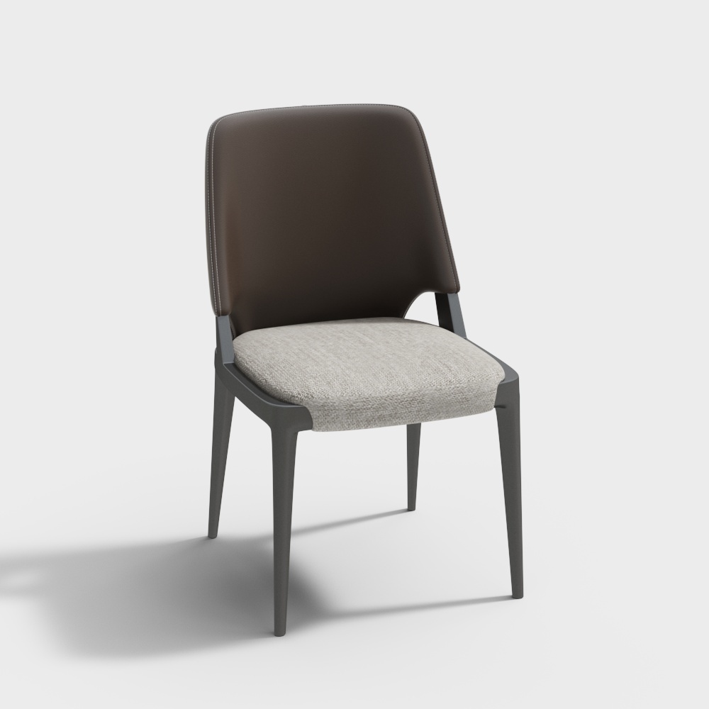 现代单椅-皮质靠背椅3D模型
