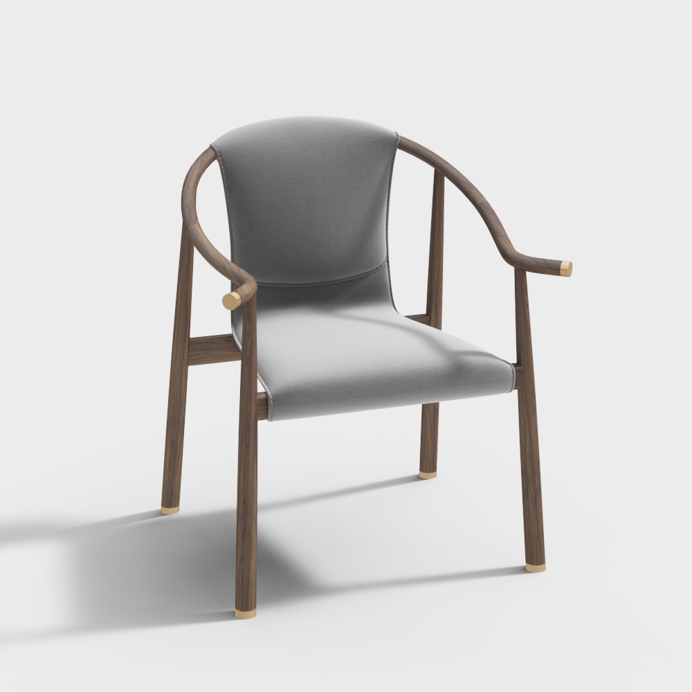 新中式单椅-靠背椅中式3D模型