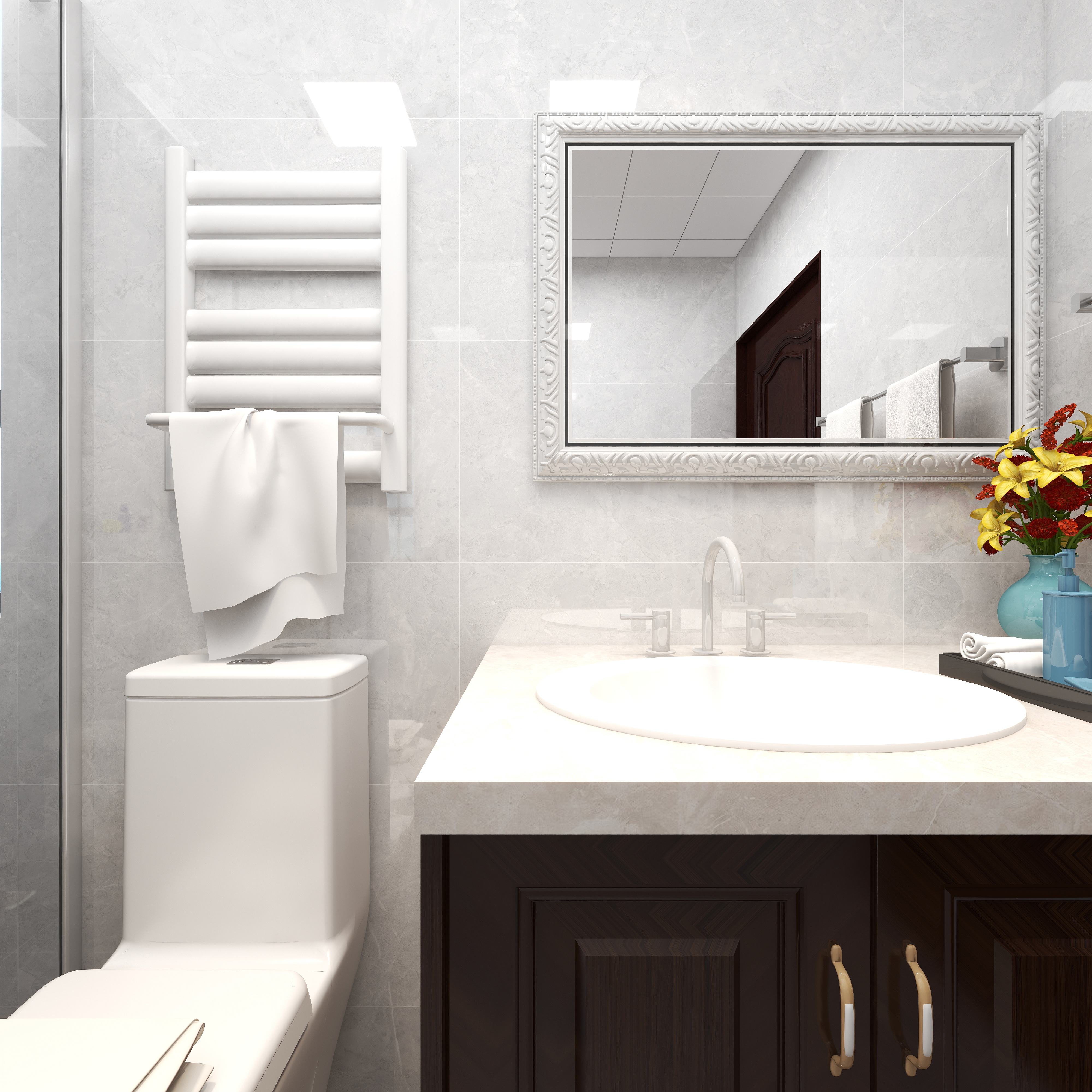 羽非设计-《书香门第》-140平方美式4居一层卫生间装修效果图第3张