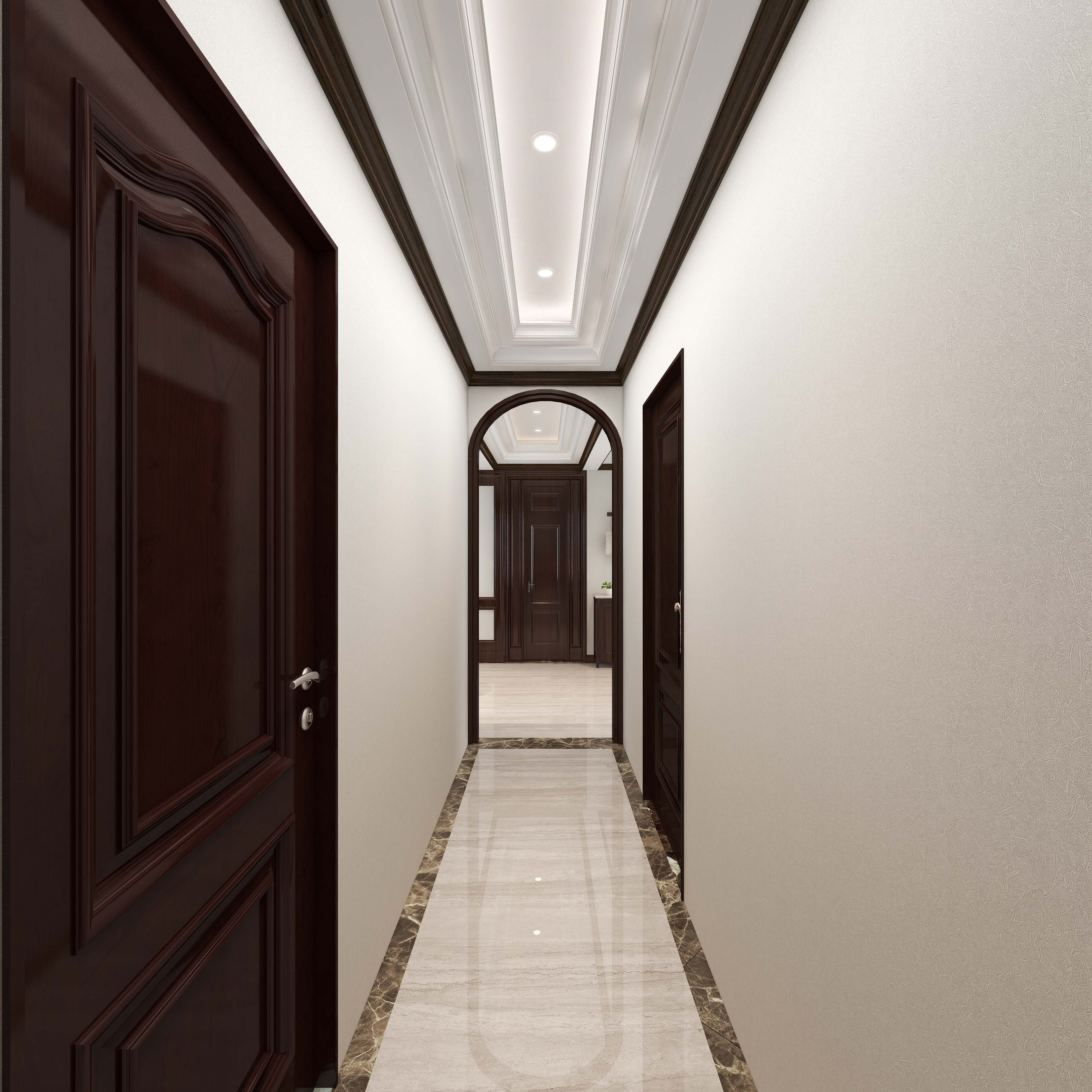 羽非设计-《书香门第》-140平方美式4居一层过道装修效果图第3张