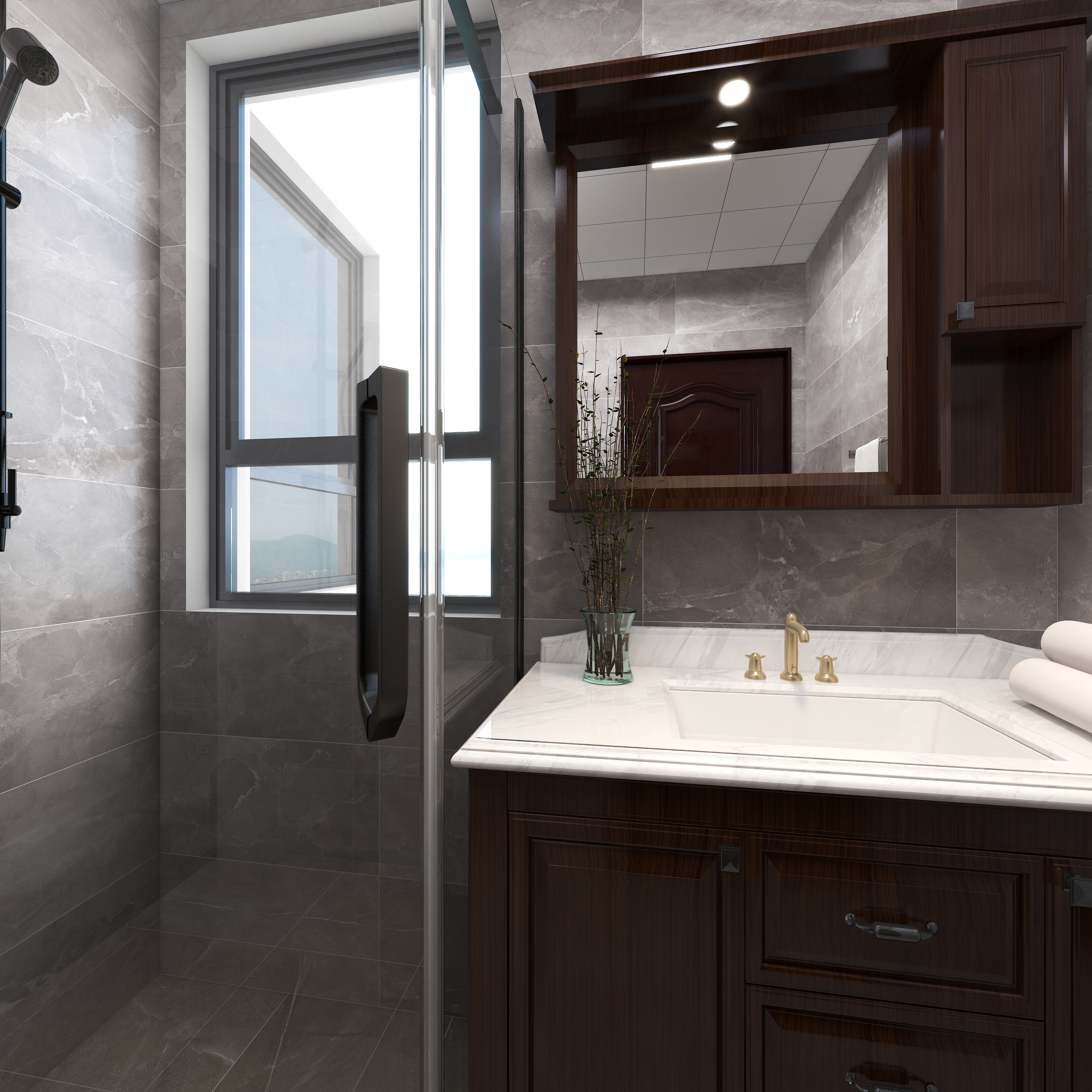 羽非设计-《书香门第》-140平方美式4居一层卫生间装修效果图第3张