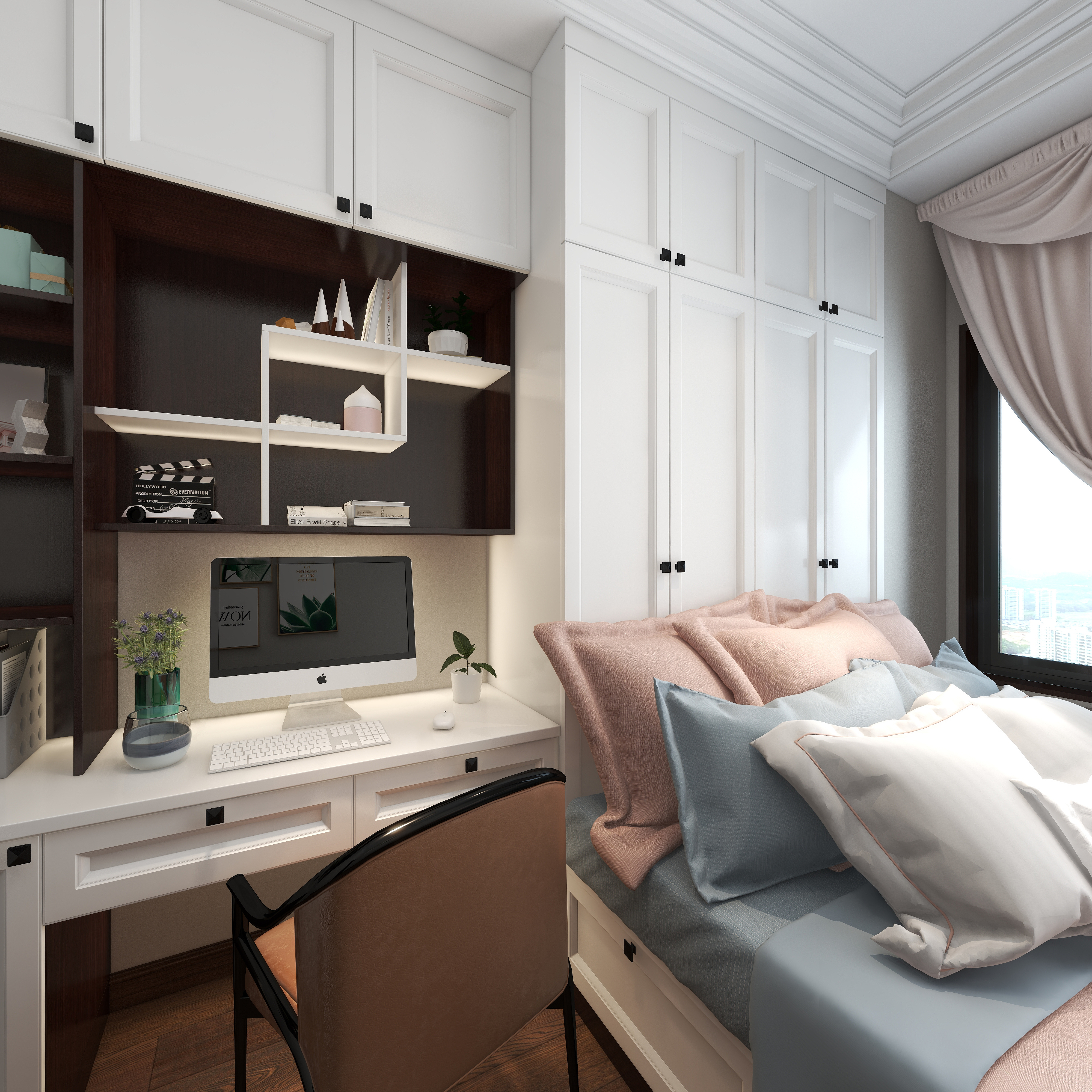 羽非设计-《书香门第》-140平方美式4居一层榻榻米房装修效果图第3张