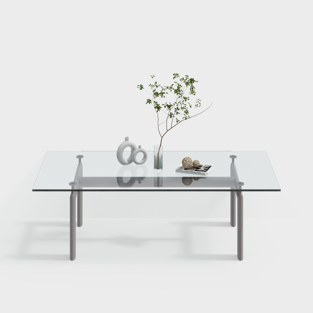 Cassina 现代餐桌-透明玻璃长餐桌
