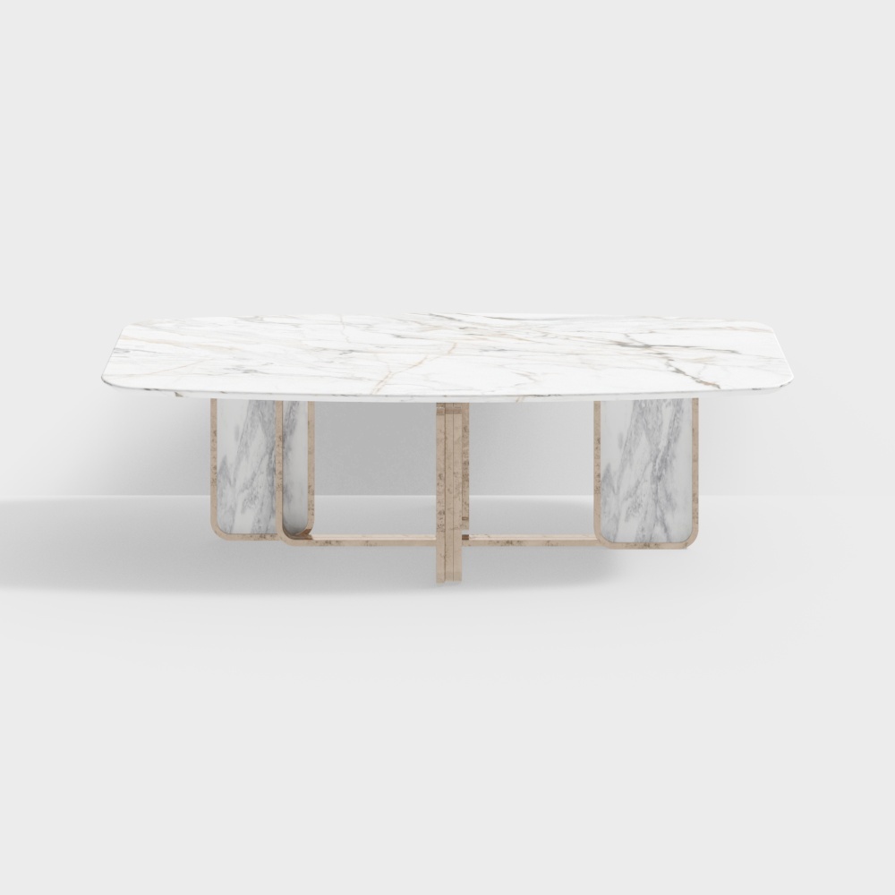 现代餐桌-元素大理石方桌子3D模型