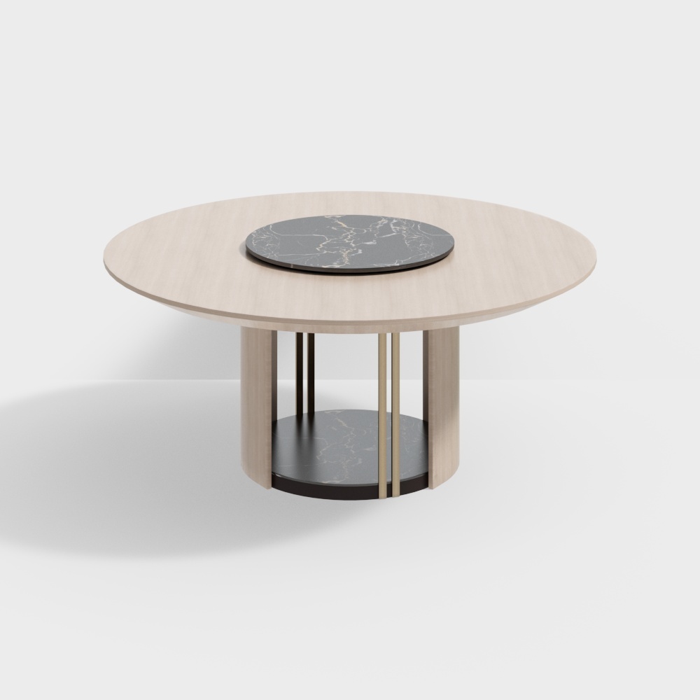 现代圆形餐桌-大理石圆盘餐桌