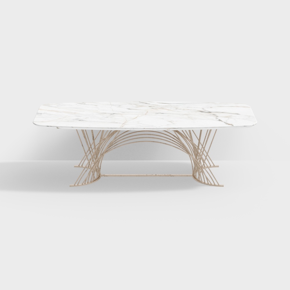 现代餐桌-元素大理石方桌子3D模型