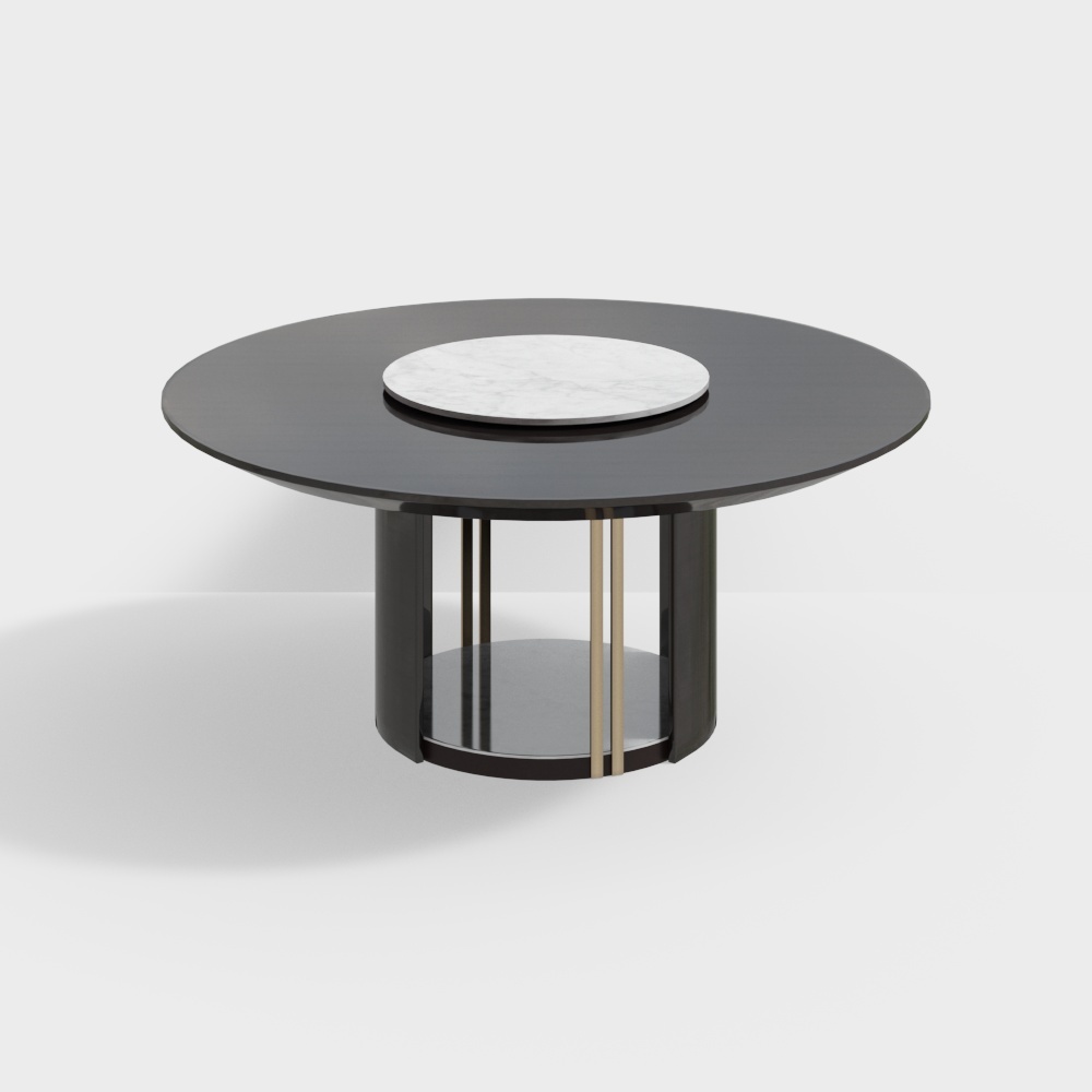 现代圆形餐桌-大理石圆盘餐桌