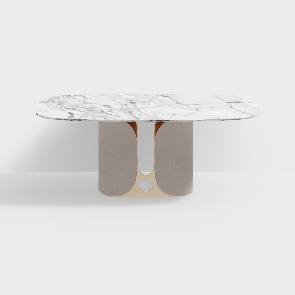 现代方形餐桌-大理石餐桌3D模型