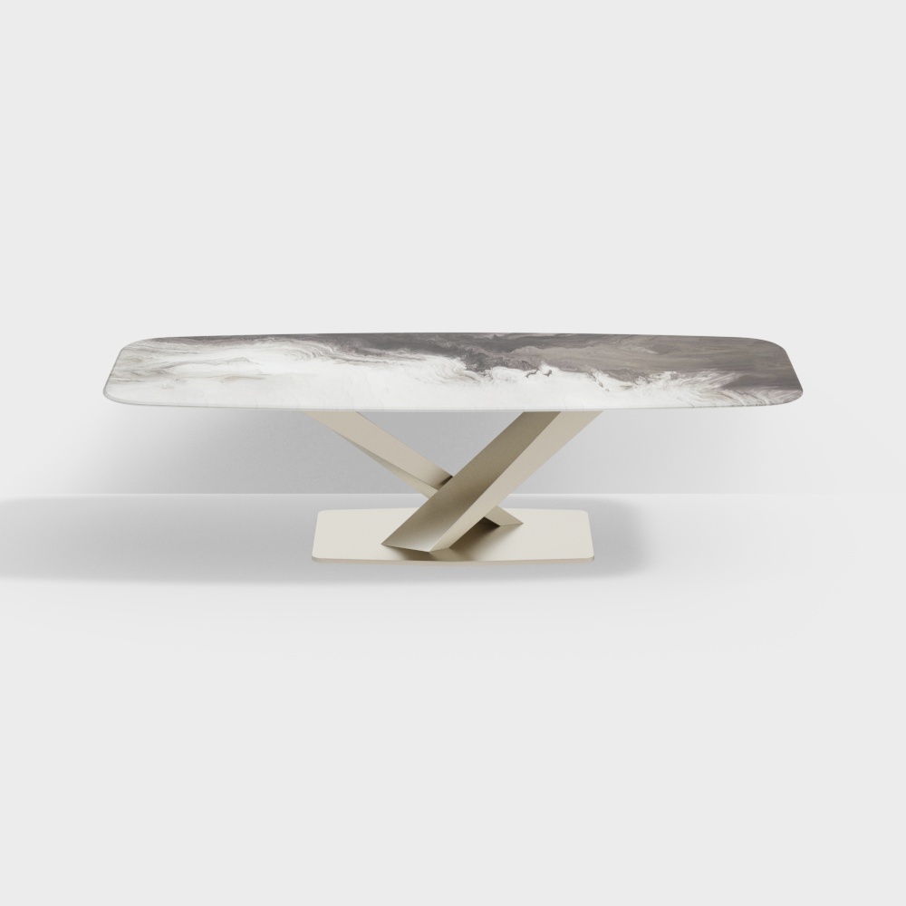 现代金属大理石餐桌3D模型