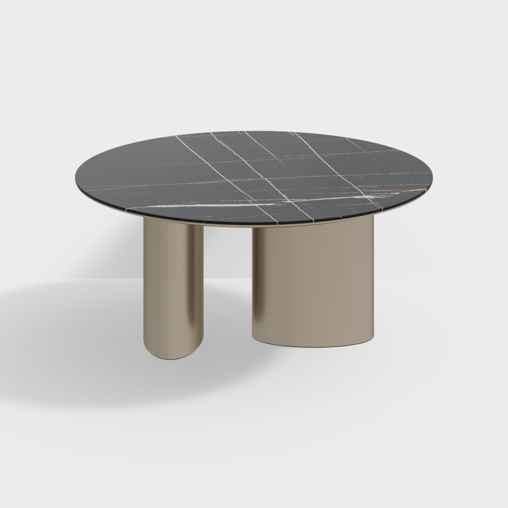 现代圆形大理石金属餐桌3D模型