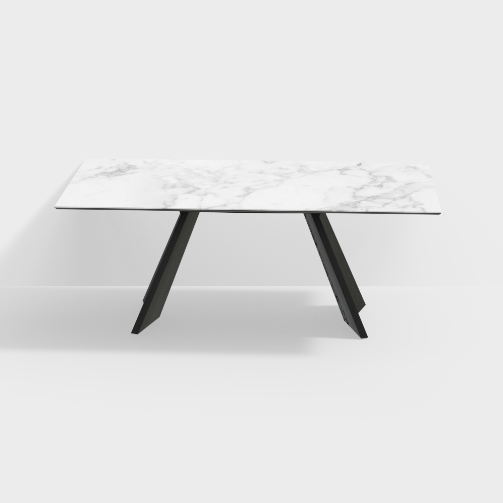 现代餐桌-大理石方餐桌