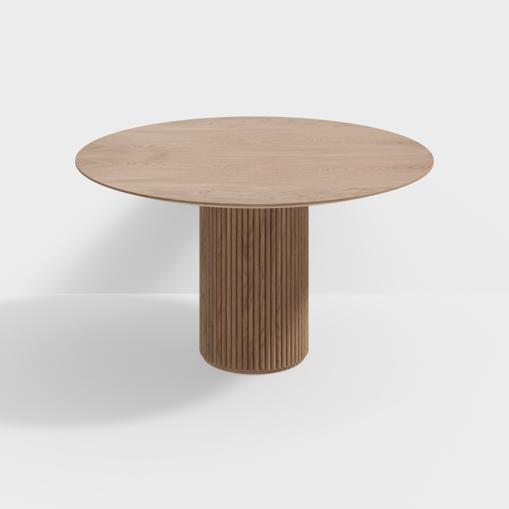 北欧餐桌-圆餐桌浅红3D模型