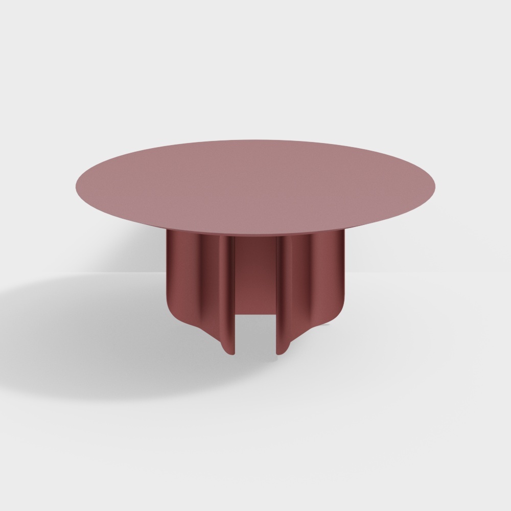 Miniforms 现代餐桌-哑红圆餐桌3D模型